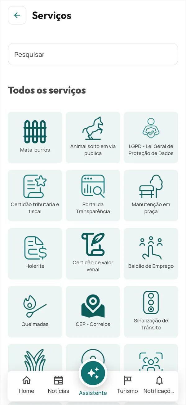 Catálogo de serviços